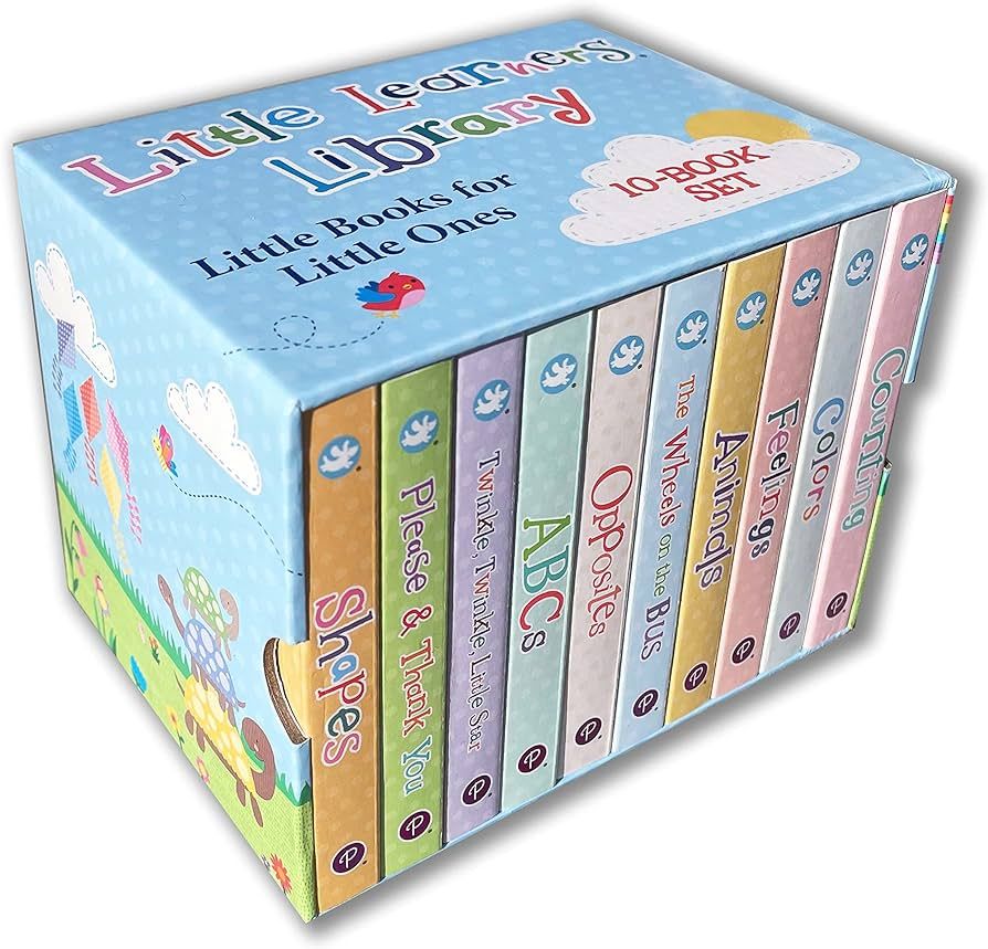 Little Learners 10 Board Book Library Set Includes Counting, Colors, Feelings, Animals, The Wheel... | Amazon (US)