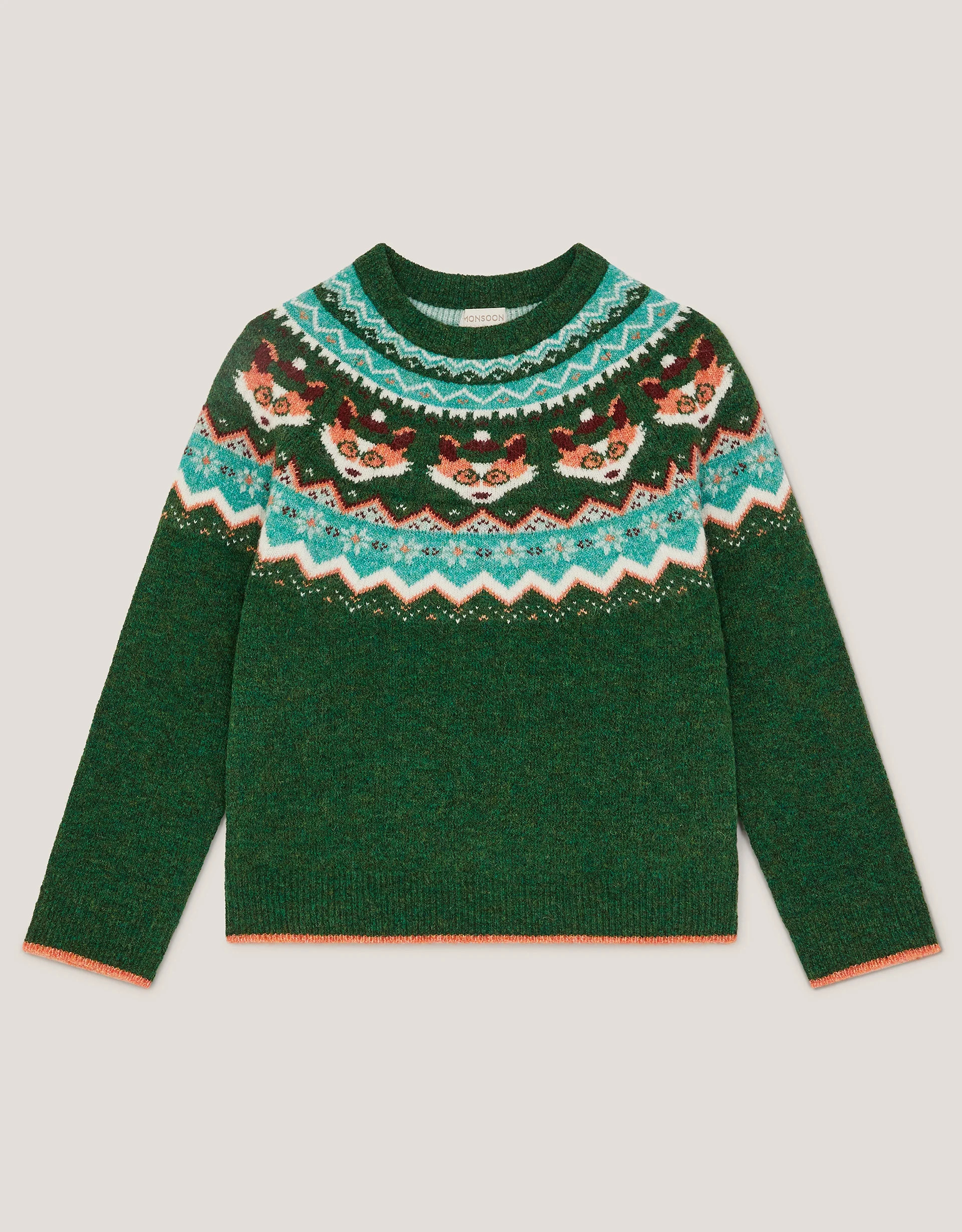 Fox Fair Isle Jumper Green | Monsoon (UK)