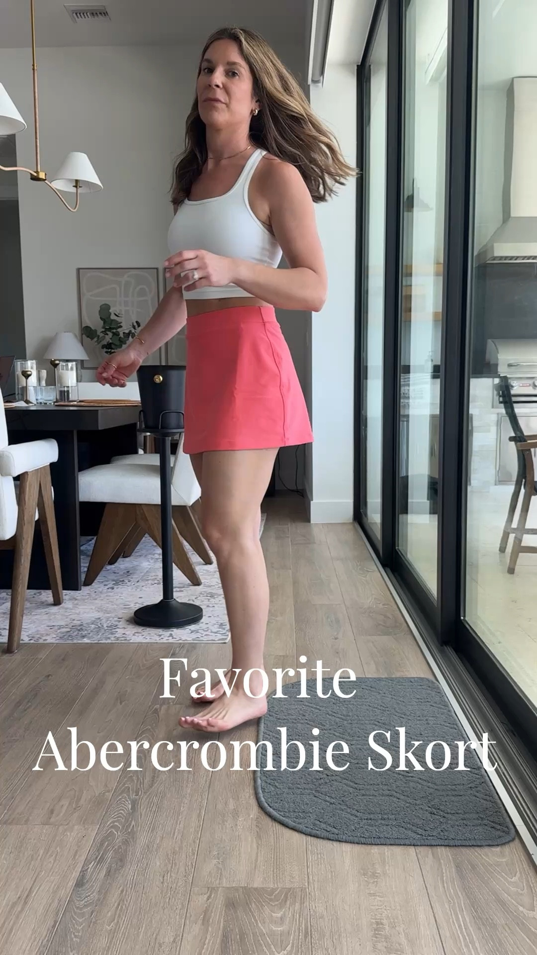 Cannot believe I got this skirt for $23! I’m wearing a size small and it fits my waist perfectly. 

This crapped racer back tank top is another Amazon favorite I’m wearing a size small. 

This is a staple outfit for me living in southwest Florida - and the coral color skirt is perfect for my warm autumn palette. Now I just have to lay out and finally get a tan 🥰

