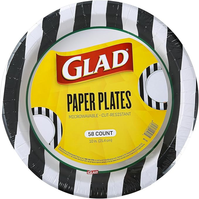 Glad Round Disposable Paper Plates, Referee Football Pattern - Strong, Sturdy, Soak Proof, and Mi... | Amazon (US)