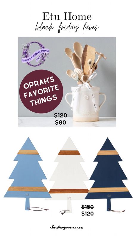 Oprah’s favorite things: Handthrown crock and utensil set! On sale. No code necessary. Beautiful tree charcuterie boards! Great for decor and presentation of food!!


#LTKGiftGuide #LTKHolidaySale #LTKHoliday