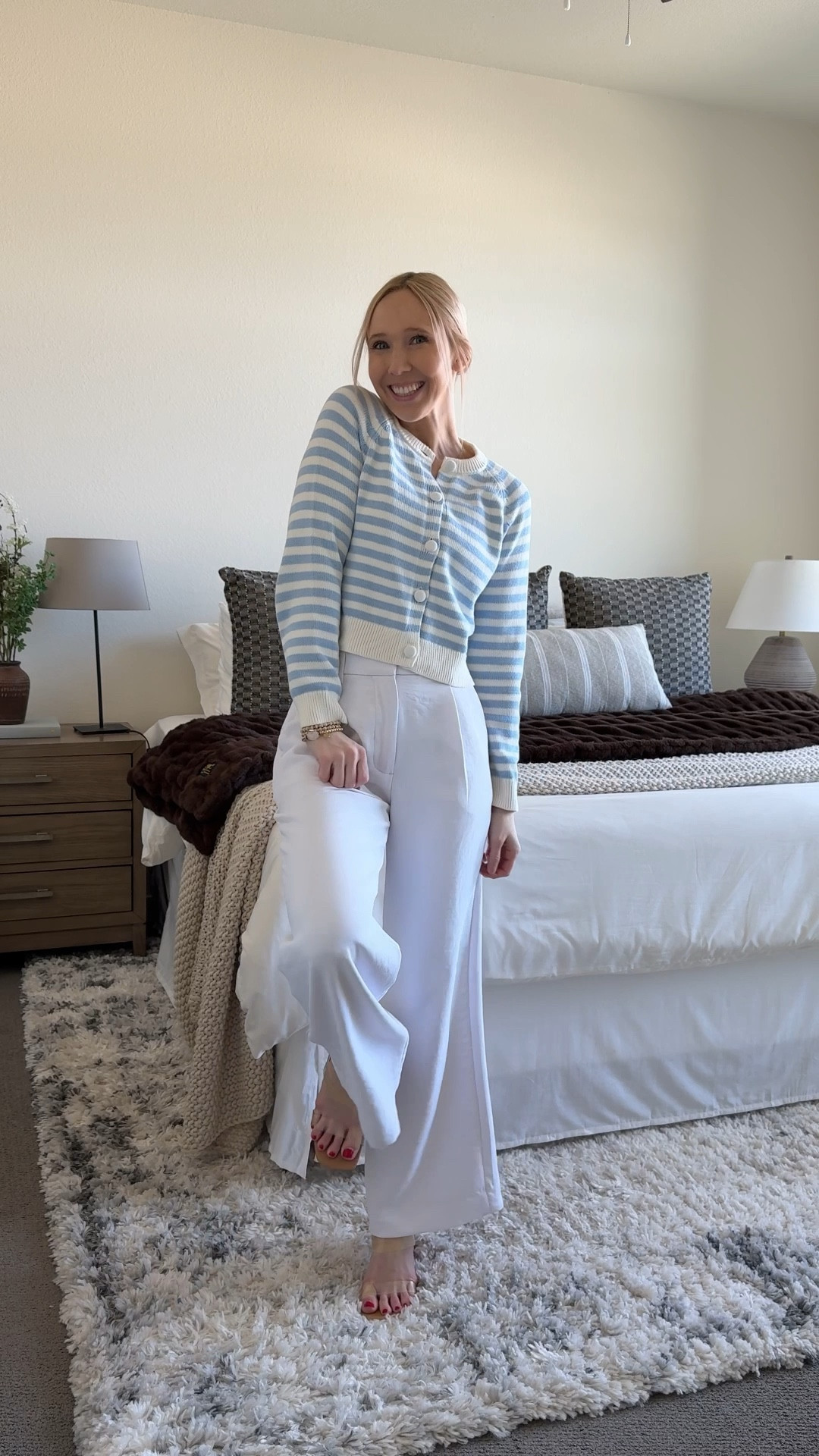 GRWM diaries - elevated workwear ✨

Blue and white striped target cardigan - size XS, such a cute length, wear a full length cami underneath if you don’t want any stomach showing!

White trousers - linking a pair from Quince and Gap!

Workwear ideas, work outfit, spring workwear, Target work outfit, Target cardigan, Target Spring outfit, Target style, grwm everyday outfit