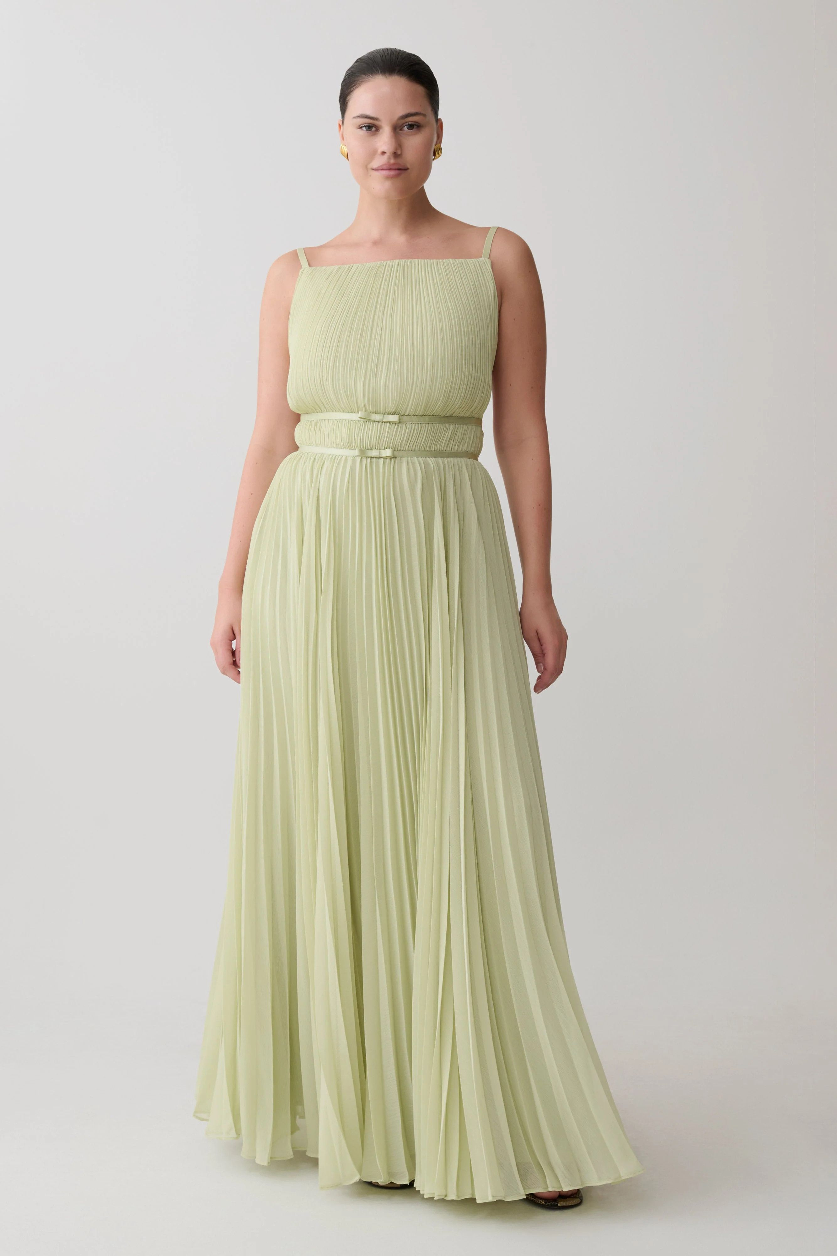 Pleated Maxi Dress - Sage | MESHKI US