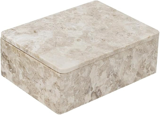A&B Home Beige Rectangular Marble Box - Decorative Storage, Home and Office Tabletop Decoration, ... | Amazon (US)