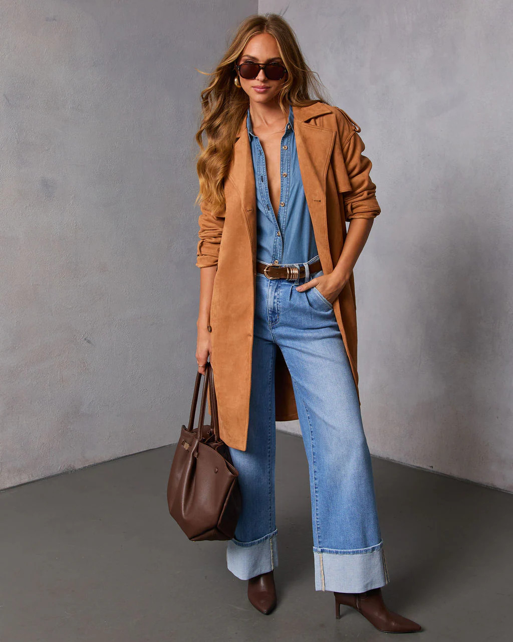 Samelah Suede Belted Trench Coat | VICI