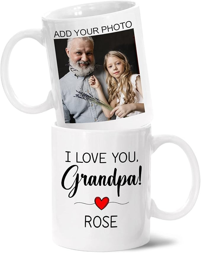 Custom Grandpa Mug, Personalized Grandpa Photo Coffee Mug, I Love You Grandpa Coffee Mug, Gift Fo... | Amazon (US)
