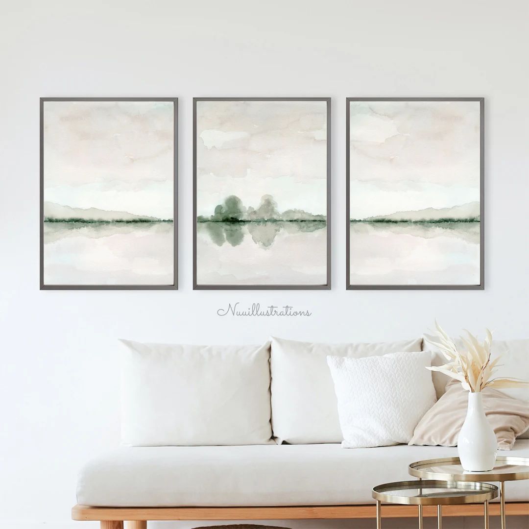 Neutral Landscape Print Set of 3 Minimal Abstract Instant Download DIY Printable Wall Art Waterco... | Etsy (US)