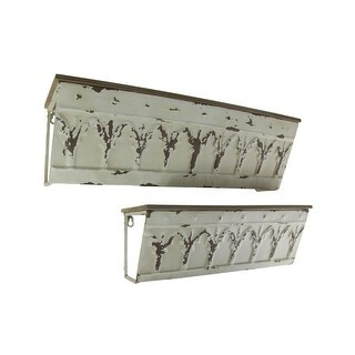 Set of 2 Metal and Wood Distressed Finish Wall Mounted Decorative Shelves - 7 X 23.75 X 6.5 inches ( | Bed Bath & Beyond