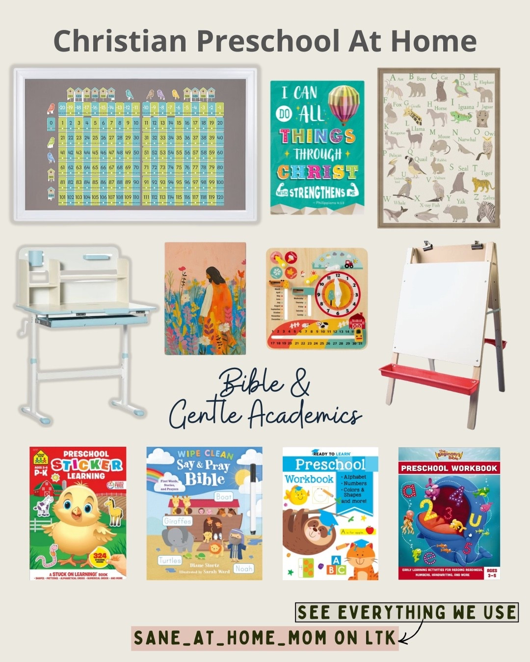 Our Christian preschool at home setup 🤍

We blend Bible-based learning with gentle academics for ages 3–5 — focusing on alphabet skills, numbers, hands-on learning tools, preschool workbooks, and daily Bible time.

If you’re a Christian mom looking for:
• Faith-based preschool ideas
• Gentle homeschool structure
• Simple preschool setup at home
• Bible + academics integrated naturally

Everything is linked and ready to shop.

✨ Tap to shop our full preschool setup on LTK.

#ChristianPreschool #HomeschoolPreschool #BibleBasedLearning #ChristianMomLife #PreschoolAtHome #FaithBasedLearning #GentleAcademics

#LTKKids #LTKHome #LTKmomlife