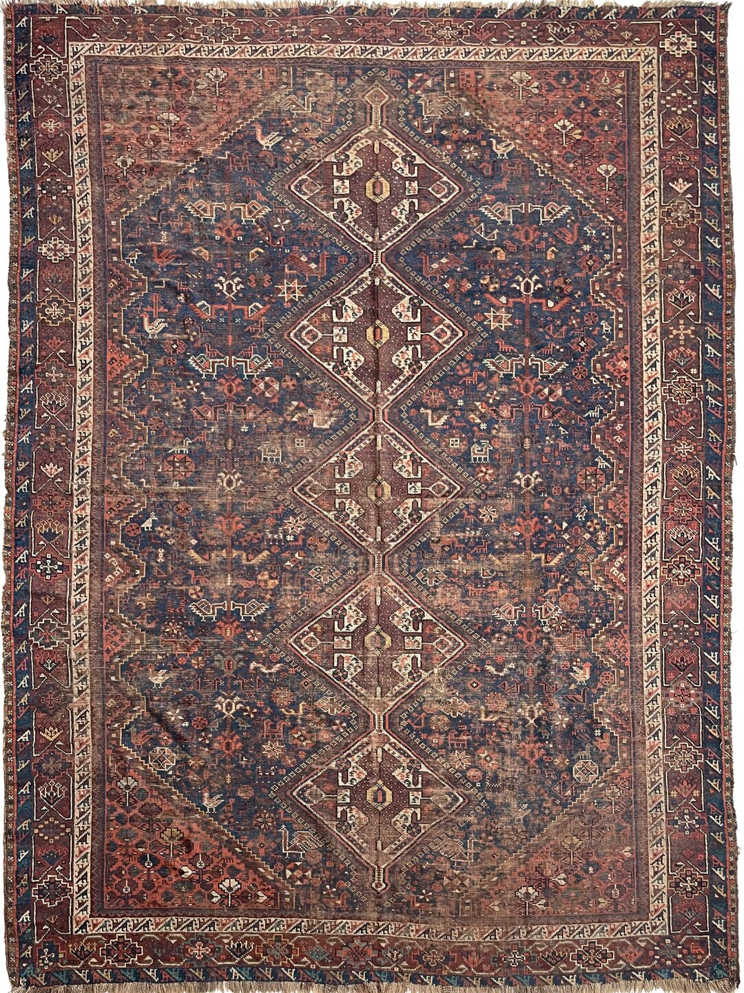 Coming Soon... BEYOND BEAUTIFUL Antique Rug - Soulful Charming Tribal Rug | Dark Denim & Terracot... | Etsy (US)