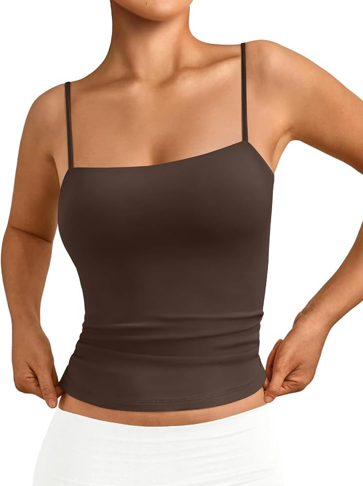 Trendy Queen Women's Double Lined Camisole Tank Tops - Adjustable Spaghetti Strap Sleeveless Top,... | Amazon (US)