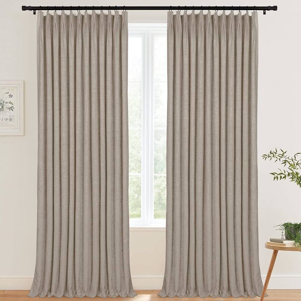 HOMERILLA 100% Blackout Curtains 84 inches Long, Pinch Pleated Linen Blackout Curtains Thermal Insul | Amazon (US)