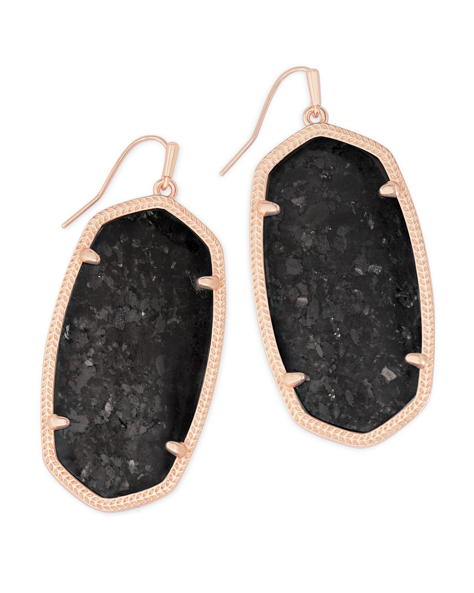 Danielle Rose Gold Drop Earrings in Black Granite | Kendra Scott