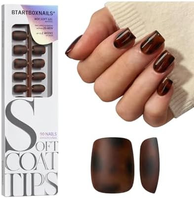 BTArtboxnails SOFTCOATTIPS Press On Nails - Tortoiseshell Extra Short Square Press On Nails, 90Pc... | Amazon (US)