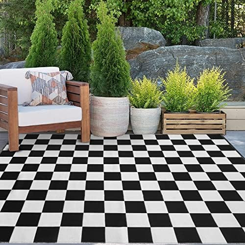 Amazon.com: Tiffasea Outdoor Patio Rugs 5'x6.5', Machine Washable Checkered Rugs Large Outdoor Ar... | Amazon (US)