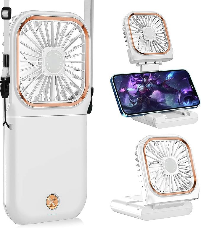 Portable Handheld Personal Necklace Fan Foldable Mini Quiet USB Rechargeable Fan With Mobile phon... | Amazon (US)