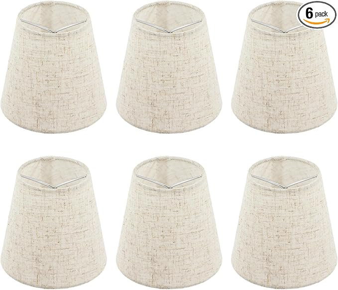 Set of 6 Chandelier Lamp Shades 5 Inch, Mini Barrel Lampshades Clip On for Table Lamp Wall Lamp R... | Amazon (US)