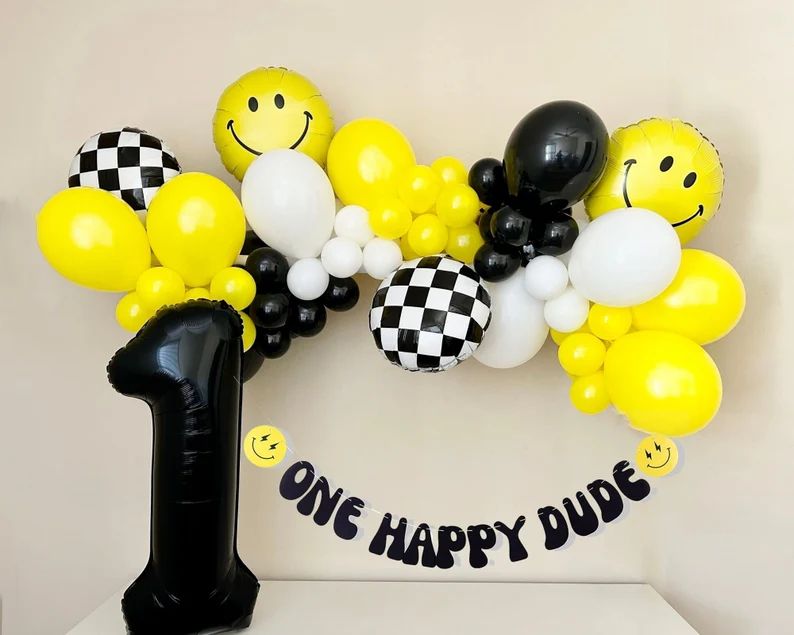 One Happy Dude DIY Balloon Garland Kit~One Cool Dude~One Happy Dude Birthday~Smiley Balloon~One G... | Etsy (US)