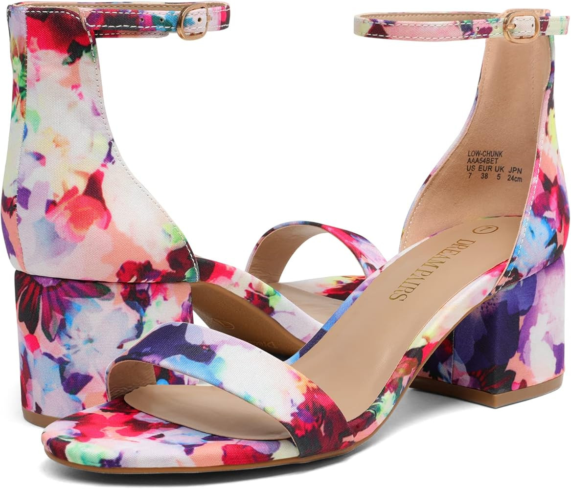 DREAM PAIRS Women's Low-Chunk Low Heel Pump Sandals | Amazon (US)