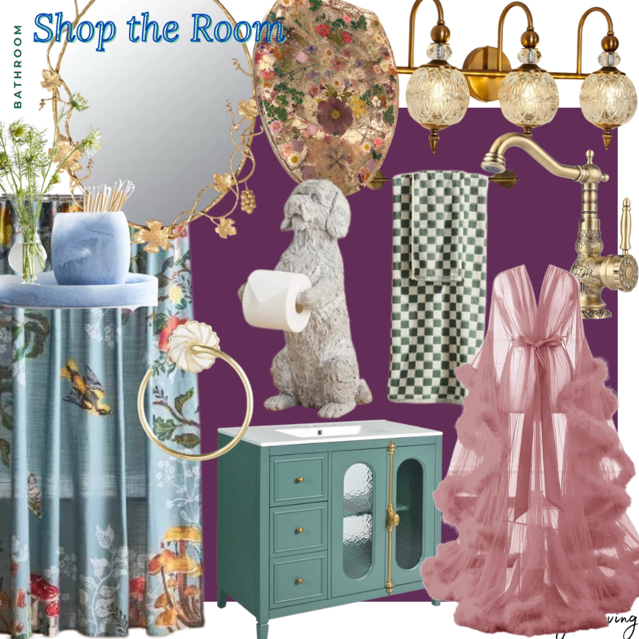 Shop the Bathroom 

Girly home decor, girly decor, spring decor, spring home decor, spring bathroom, pink bathrobe, pretty bathrobe, checkered bath towels, green bath towels, green bathroom vanity, dog toilet paper holder, floral, toilet seat, floral bathroom, floral shower curtain, gold holder, Gold bathroom vanity light, gold bathroom mirror, pretty gold mirror, blue bathroom accessories, gold faucet, fancy bathroom

#LTKHome #LTKSeasonal