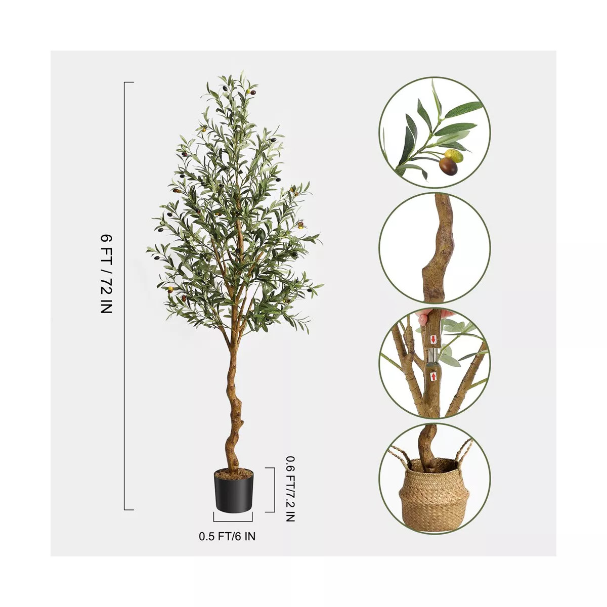 4FT /4.25FT /5FT /6FT Artificial Olive Tree Tall Faux Silk Olive Trees 1pack or 2pack | Target
