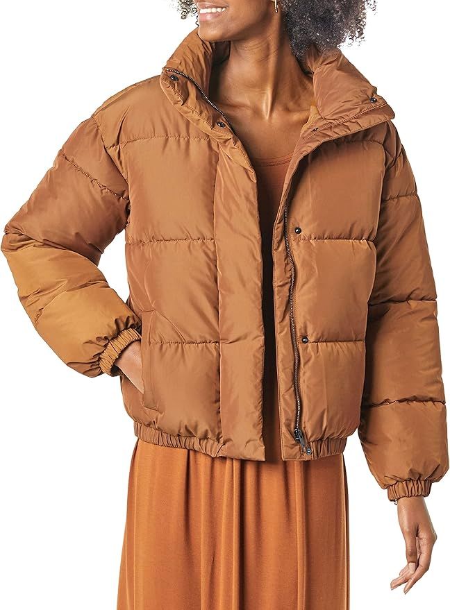 Daily Ritual Women's Relaxed-Fit Mock-Neck Short Puffer Jacket | Amazon (US)