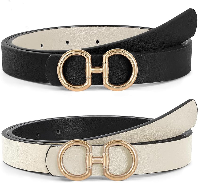 TRIWORKS Women Reversible Leather Belt for Jeans Pants Fashion Ladies Belt with Gold Buckle | Amazon (US)