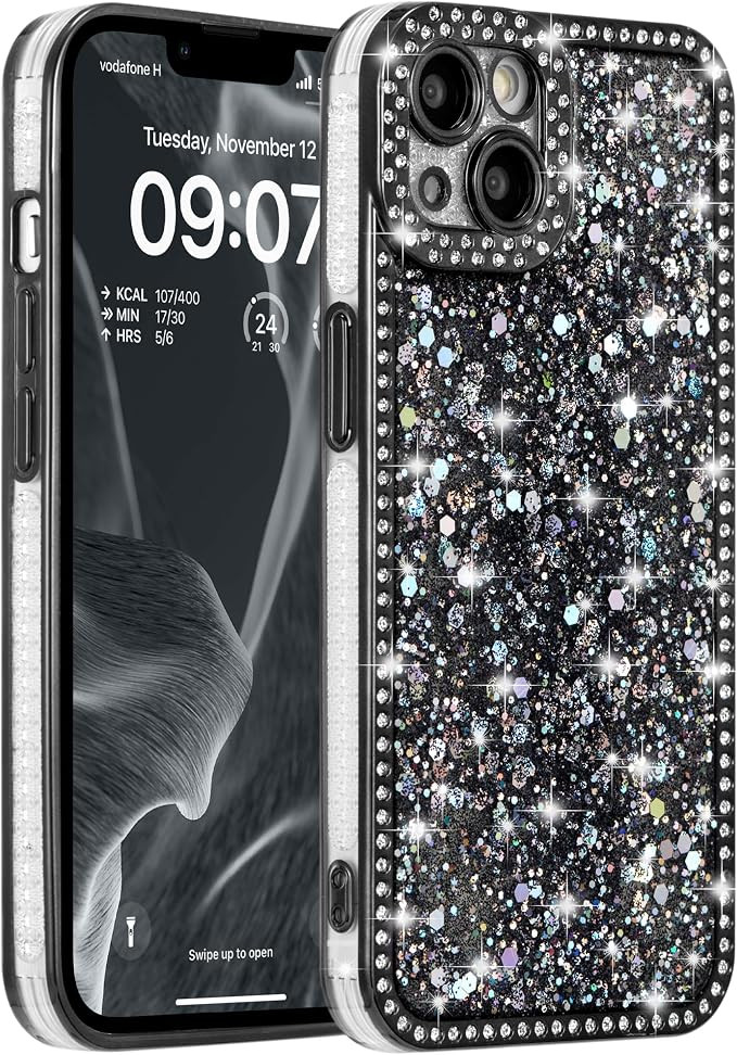 FABSPARK Case for iPhone 15 Plus,Glitter Crystal Diamond Rhinestones Sequin Shiny Bling Sparkly G... | Amazon (US)