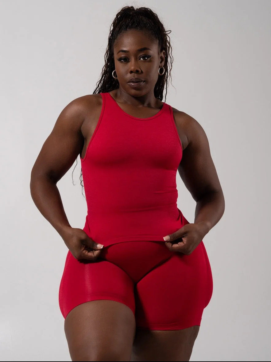Shape Seamless Hip Tank - Heather Lipstick Red | Buffbunny Collection