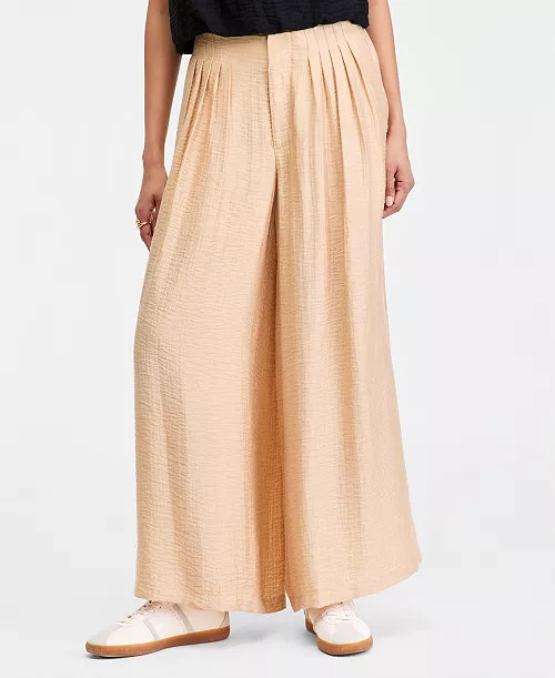 Women's Pintucked Gauze Wide-Leg Pants, Regular & Short | Macy's