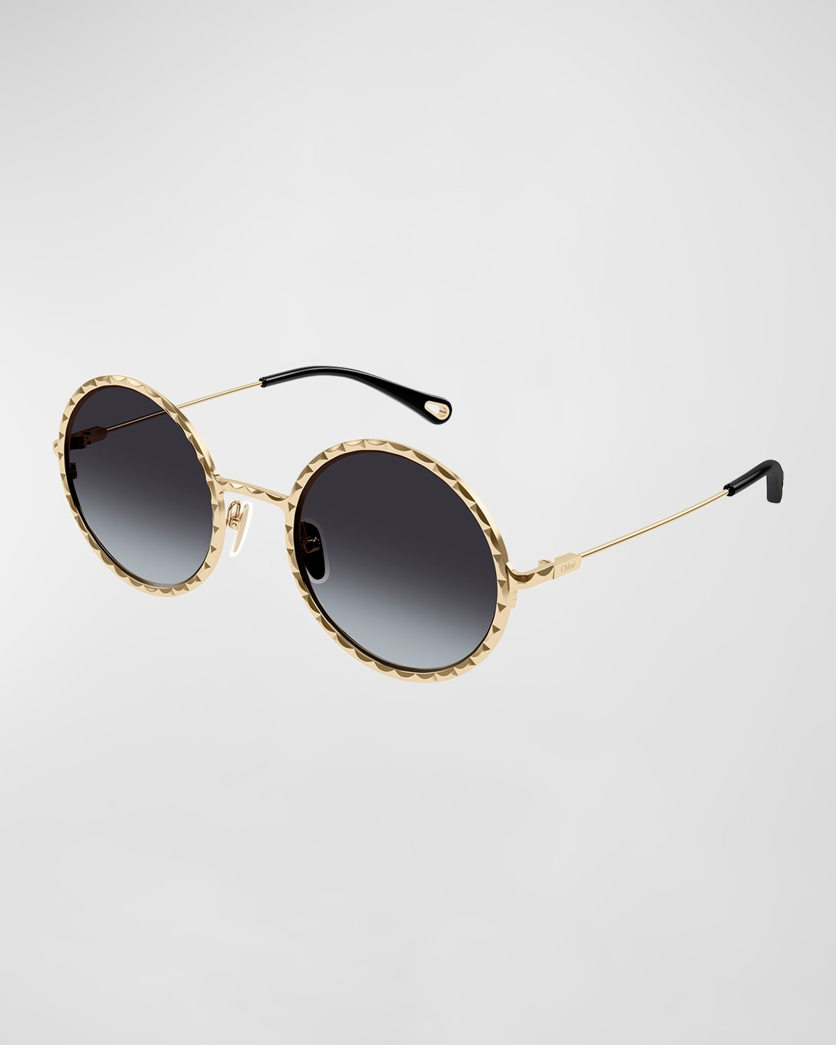 Textured Metal Round Sunglasses | Neiman Marcus