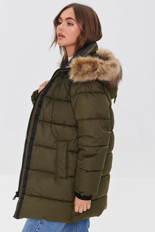 Faux Fur-Trim Hooded Puffer Jacket | Forever 21 (US)