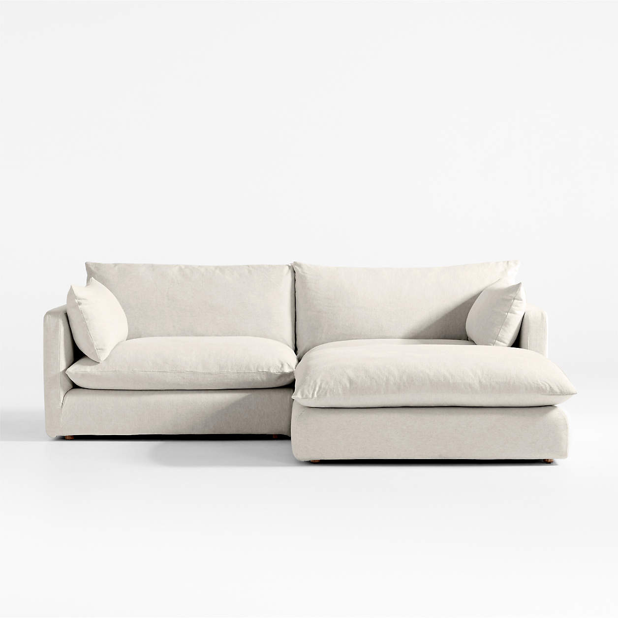 Unwind Modular 3-Piece Slipcovered Reversible Sectional Sofa with Ottoman + Reviews | Crate & Bar... | Crate & Barrel