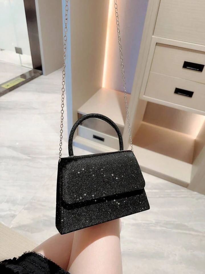 Glamorous, Elegant, Exquisite, Quiet Luxury Sequin, Stylish, Luxury, Shiny Mini Flap Square Bag G... | SHEIN