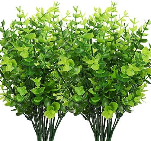 CEWOR 8pcs Artificial Greenery Plants Fake Plastic Boxwood Shrubs Stems for Home Wedding Courtyar... | Amazon (US)