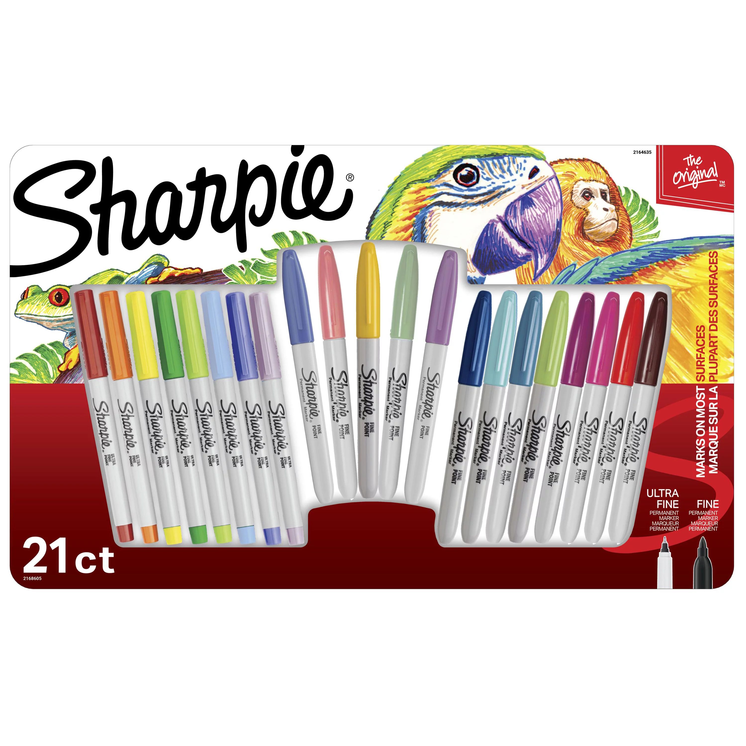 Sharpie Permanent Markers, Fine and Ultra-Fine Points, Assorted, 21 Count | Walmart (US)