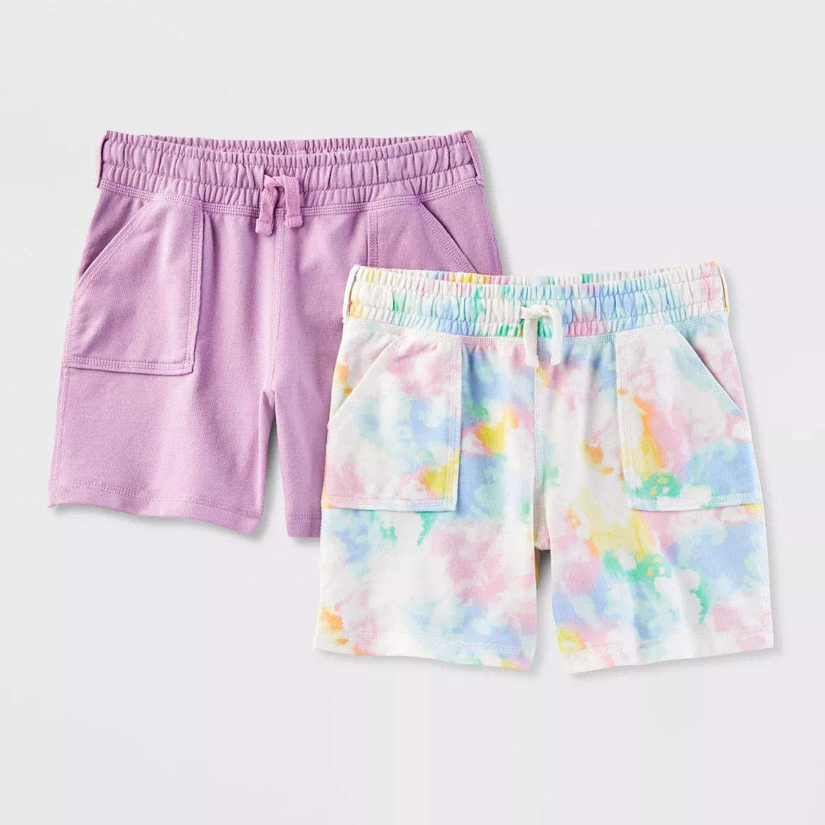 Girls' 2pk Adaptive Knit Shorts - Cat & Jack™ Lilac/Cream | Target