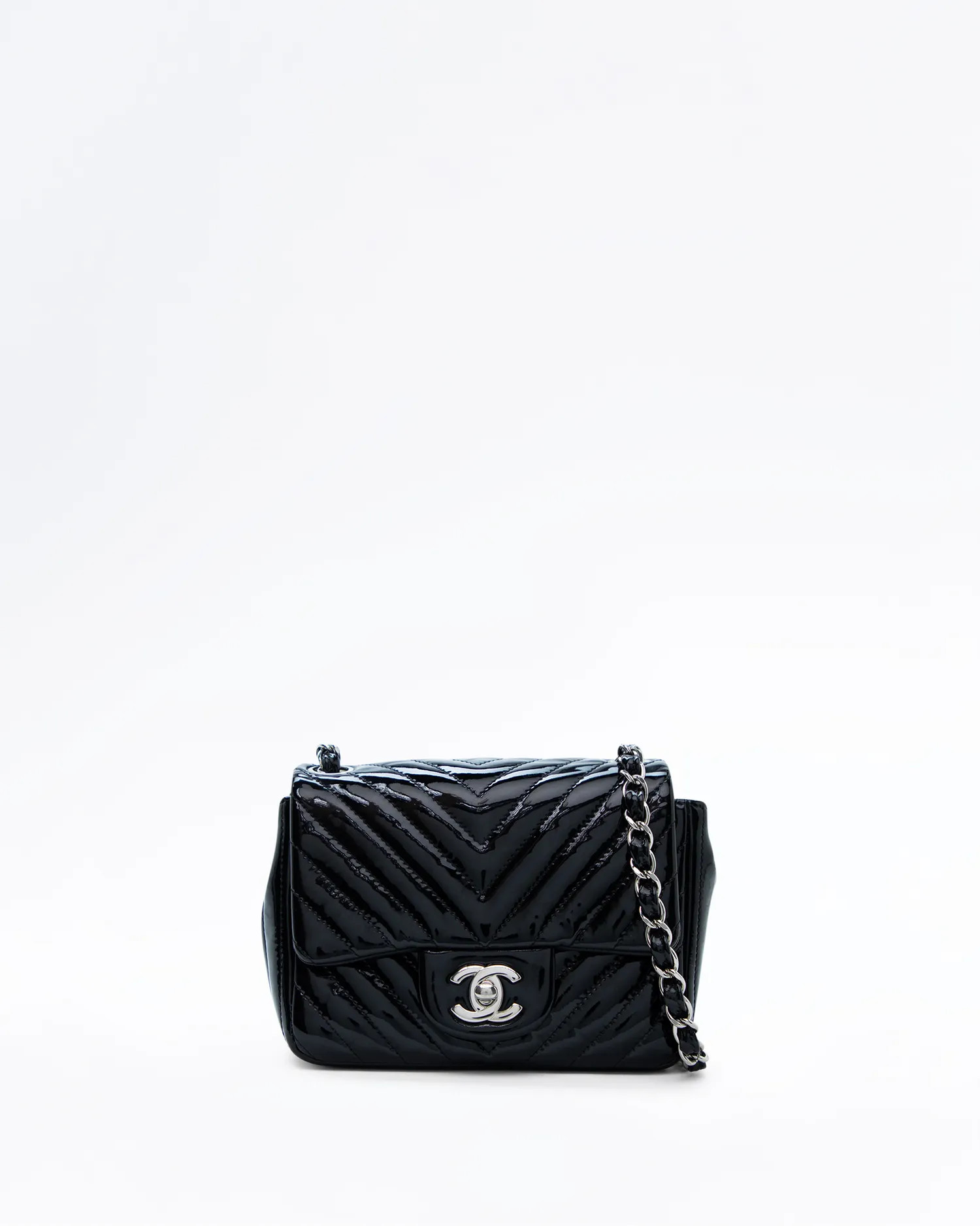 Patent Chevron Mini Flap Bag | Vivrelle