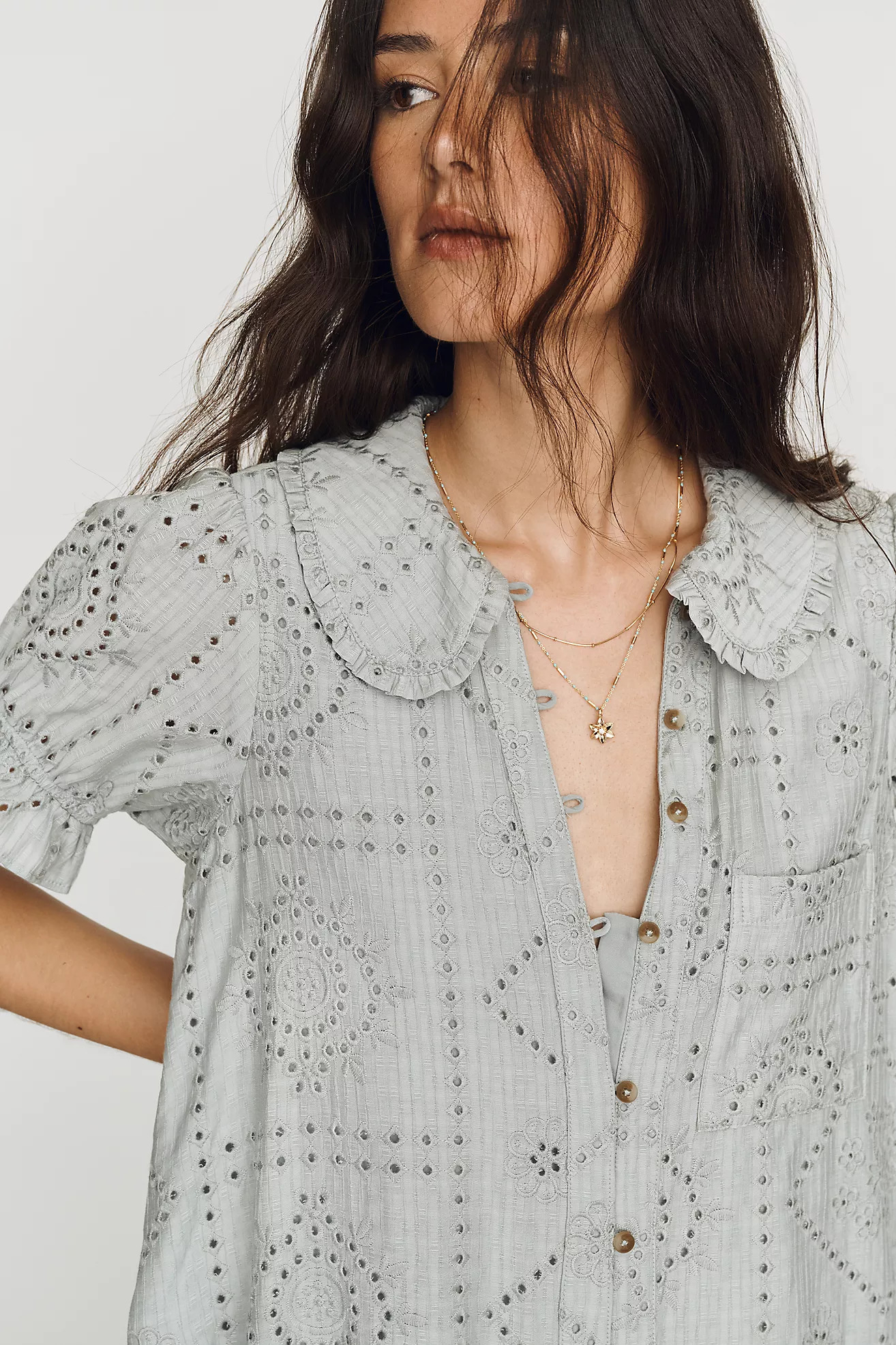 Pilcro Keira Eyelet Mini Dress | Anthropologie (US)