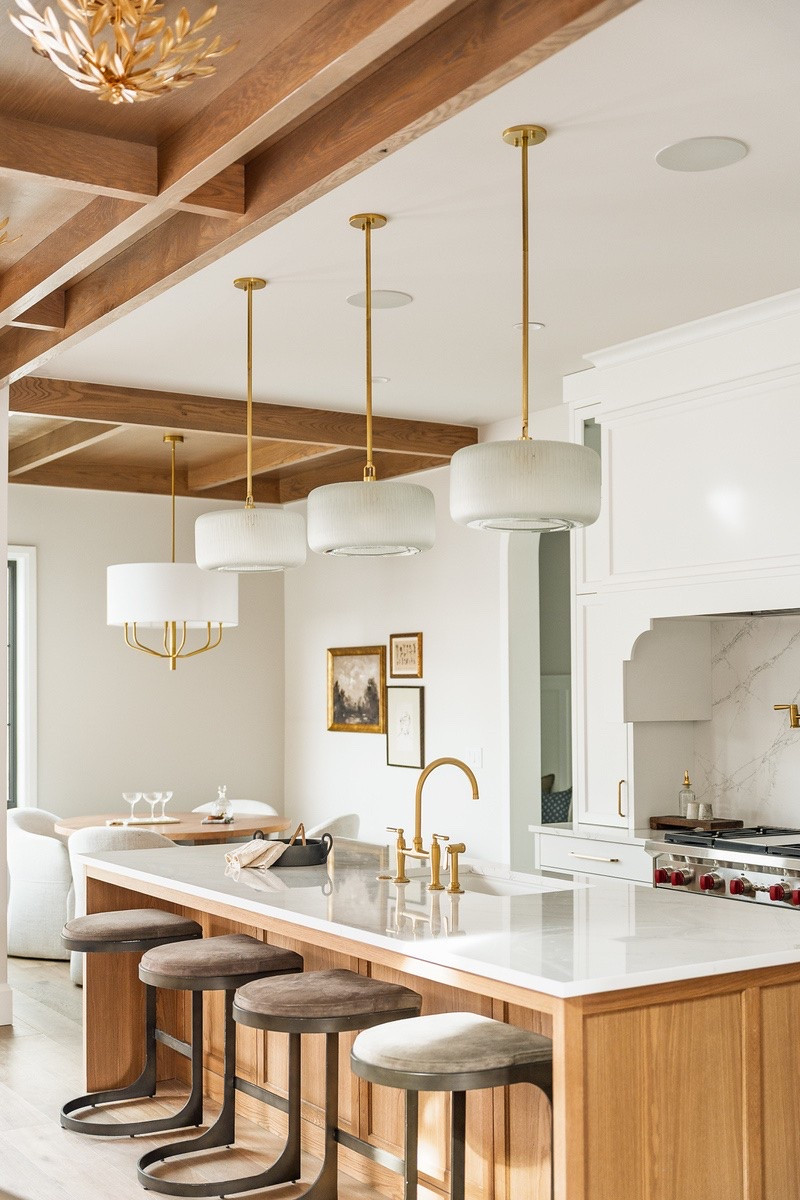 Obsessing over this kitchen moment 🤍 The statement bar stools add just the right touch! 

Kitchen, island, seating, bar, stools, art, affordable art

#LTKHome
