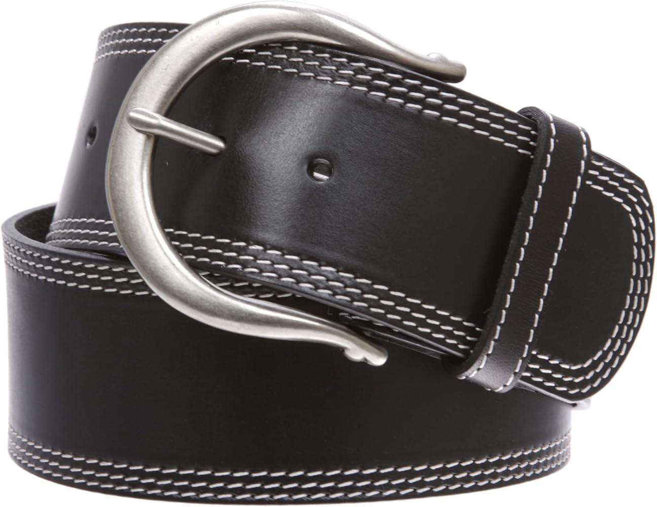Womens Wide Fashion Leather Belt with Crescent Buckle and Triple Stitch | Amazon (US)