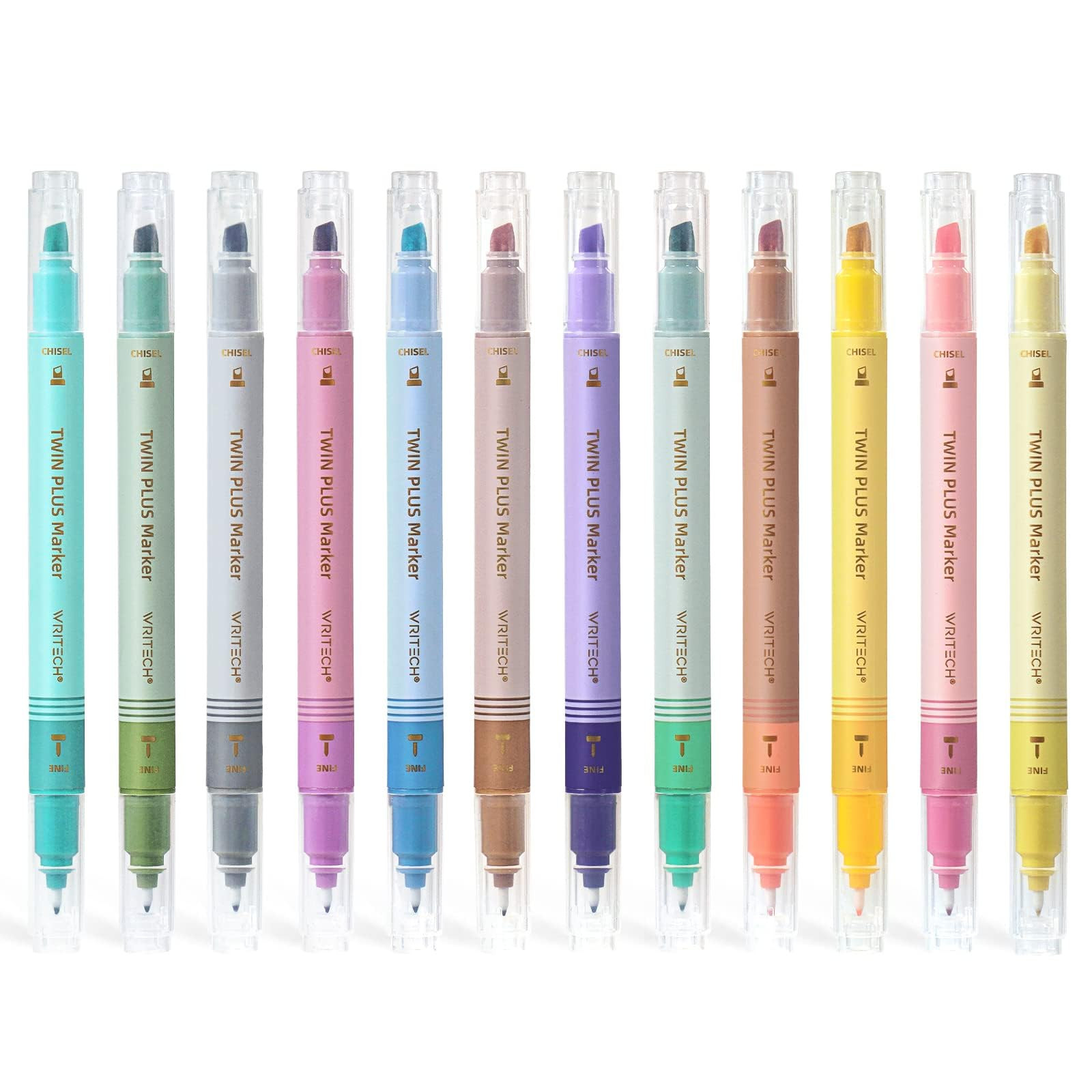 WRITECH Dual Tip Highlighter Markers: Aesthetic Fine & Chisel Tip Pastel Vintage Marker Multicolo... | Amazon (US)