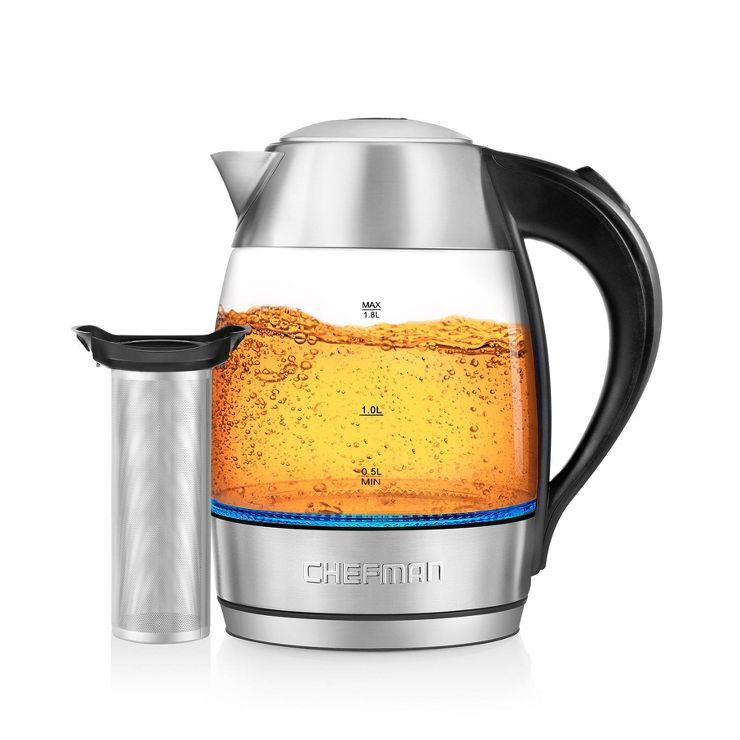 Chefman 1.8L Glass Electric Kettle with Tea Infuser - Silver | Target