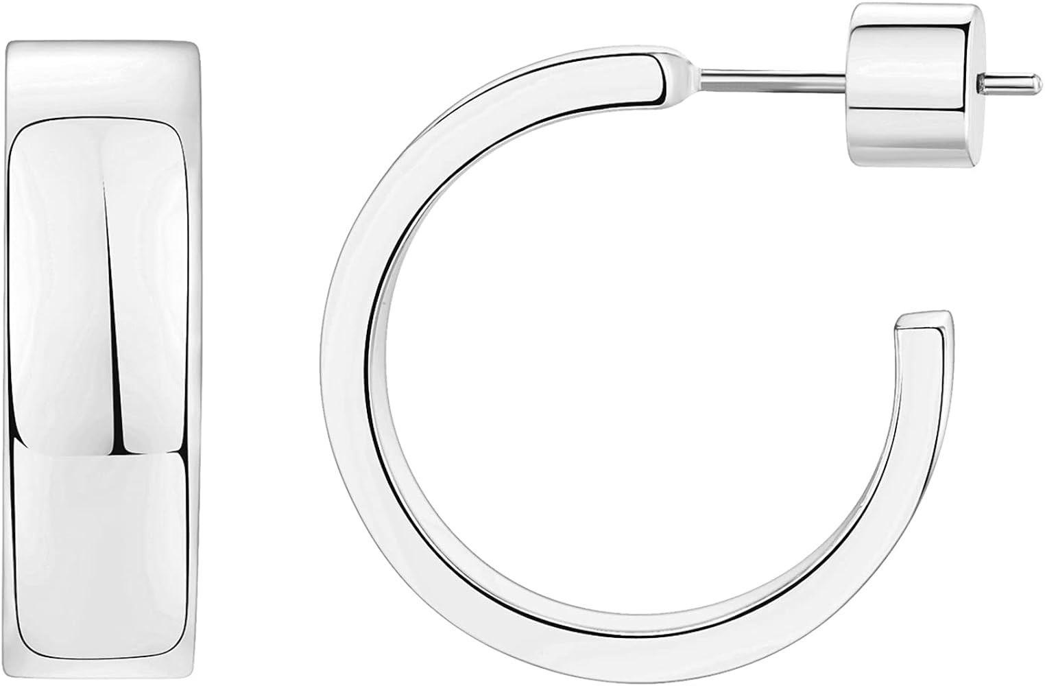 PAVOI 14K Gold Plated Thin Square Edge Open Hoop Earrings for Women | Trendy Lightweight Open Hoo... | Amazon (US)