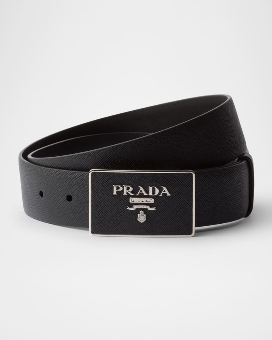 Prada Men's Logo Saffiano Leather Belt | Neiman Marcus