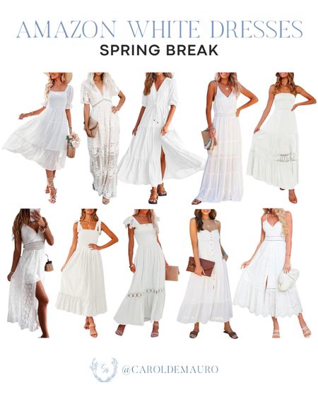 Check out this collection of white dresses that are perfect for spring vacation! 
#amazonfinds #springbreak #petitefashion #affordablefinds 

#LTKSeasonal #LTKstyletip #LTKtravel