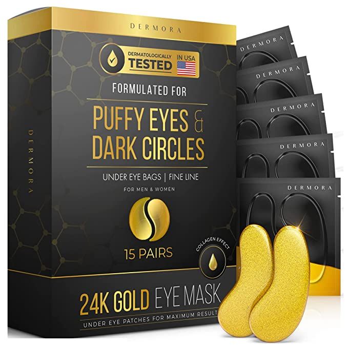 Dermora 24K Gold Eye Mask Puffy Eyes and Dark Circles Treatments Look Less Tired and Refresh Your... | Amazon (US)
