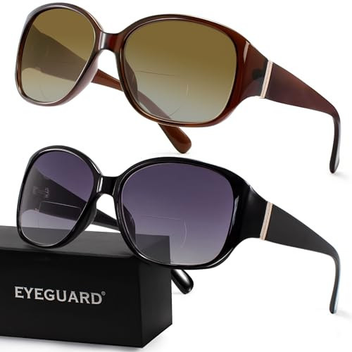 EYEGUARD 2 Pack Bifocal Reading Sunglasses for Women Oversized Sun Readers UV400 Protection Outdoor Reading Glasses 2.50 | Amazon (US)
