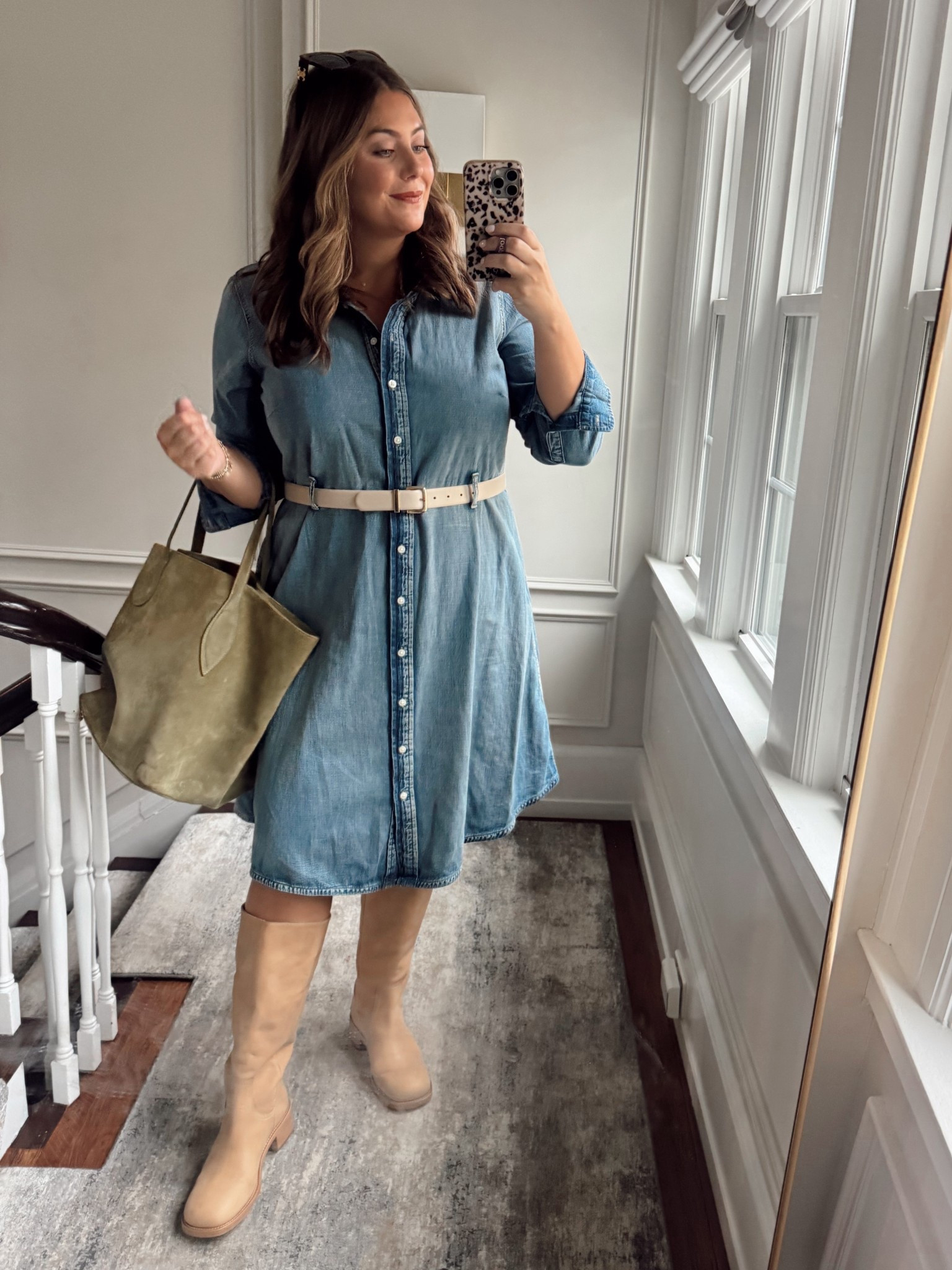 Fall outfit inspo - denim dress - fall family photos outfit - wearing size 18 in dress, sharing similar styles! Use CARALYN20 at Shapermint. 

#LTKStyleTip #LTKPlusSize #LTKSeasonal