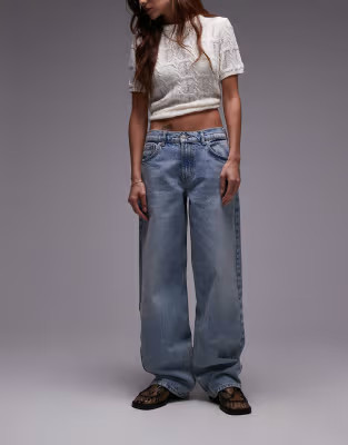 Topshop low rise cinch back jeans in bleach | ASOS (Global)